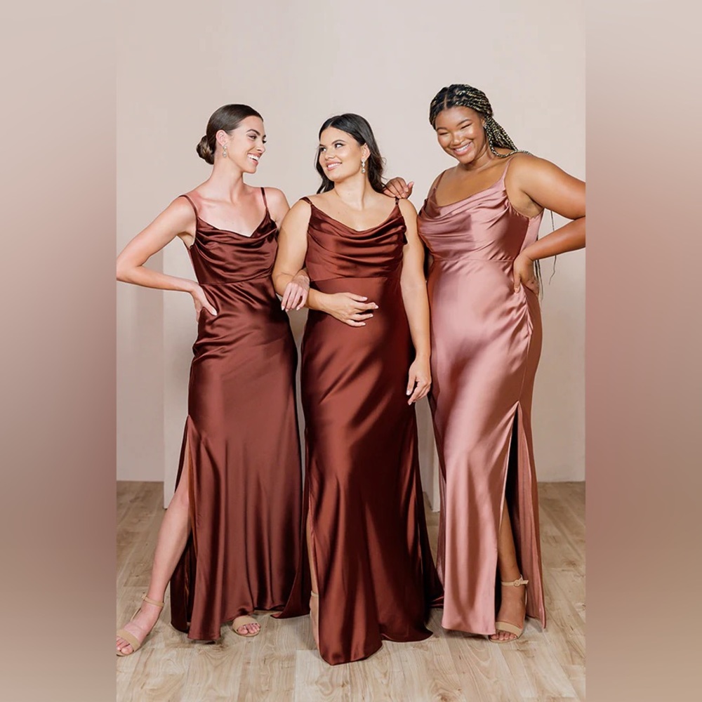 Revelry Skye Satin Dress - Desert Rose